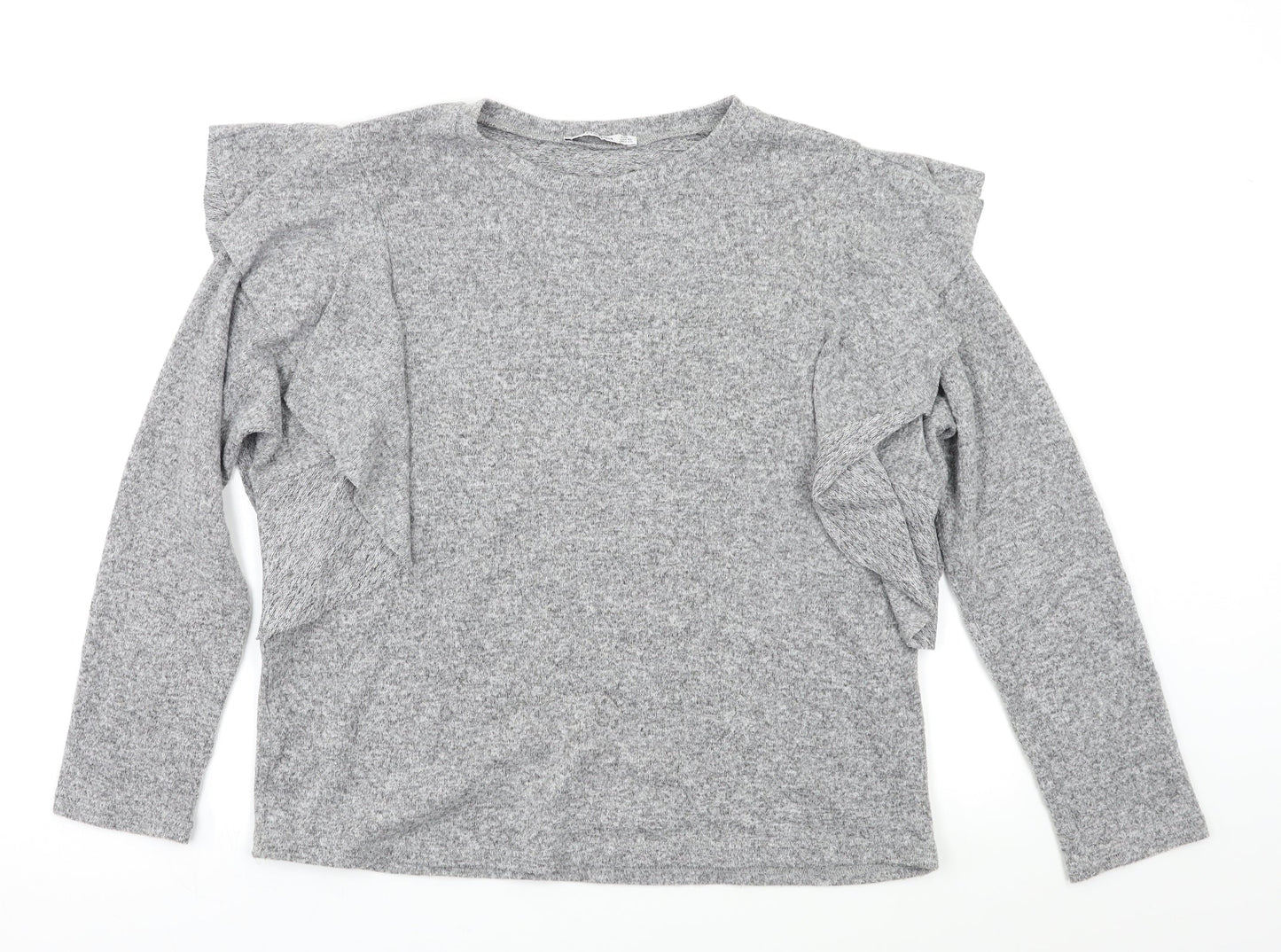 Mango Womens Grey   Pullover Jumper Size S  - Ruffle Detail