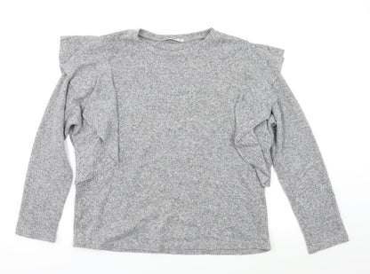 Mango Womens Grey   Pullover Jumper Size S  - Ruffle Detail