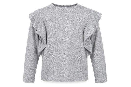 Mango Womens Grey   Pullover Jumper Size S  - Ruffle Detail