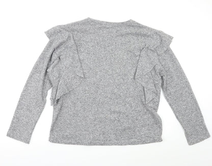 Mango Womens Grey   Pullover Jumper Size S  - Ruffle Detail