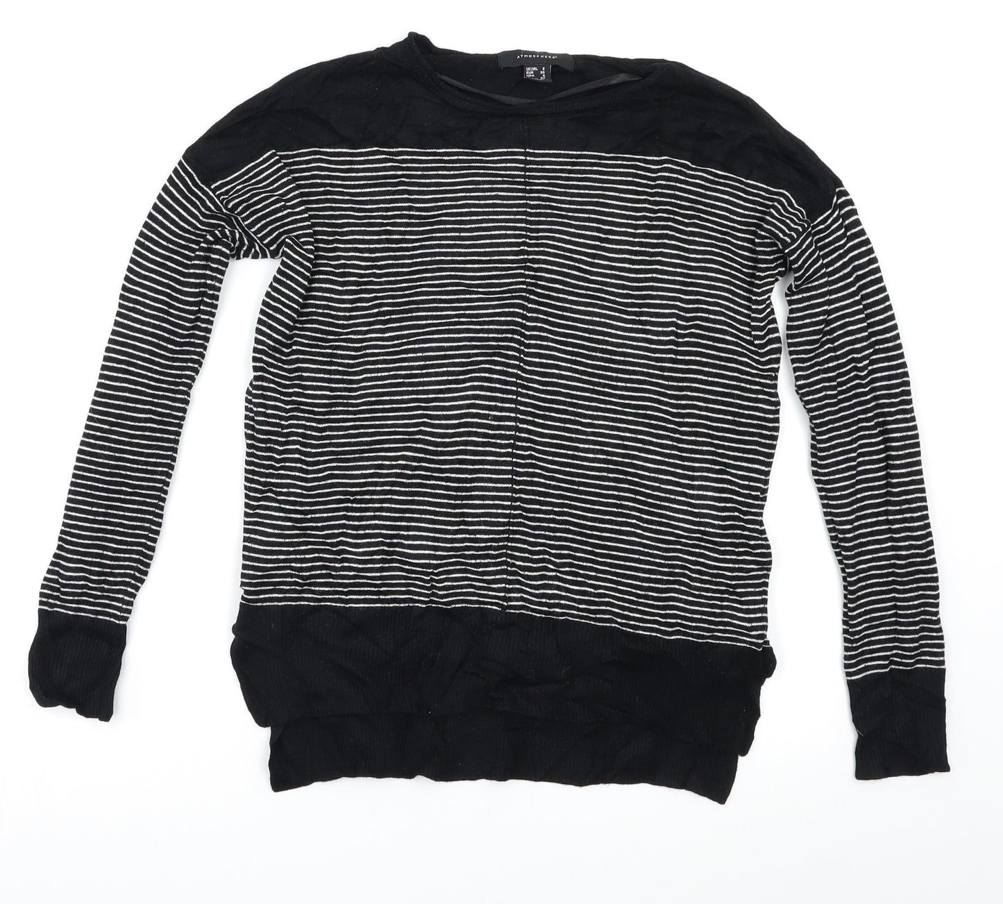 Atmosphere Womens Black Striped  Pullover Jumper Size 8