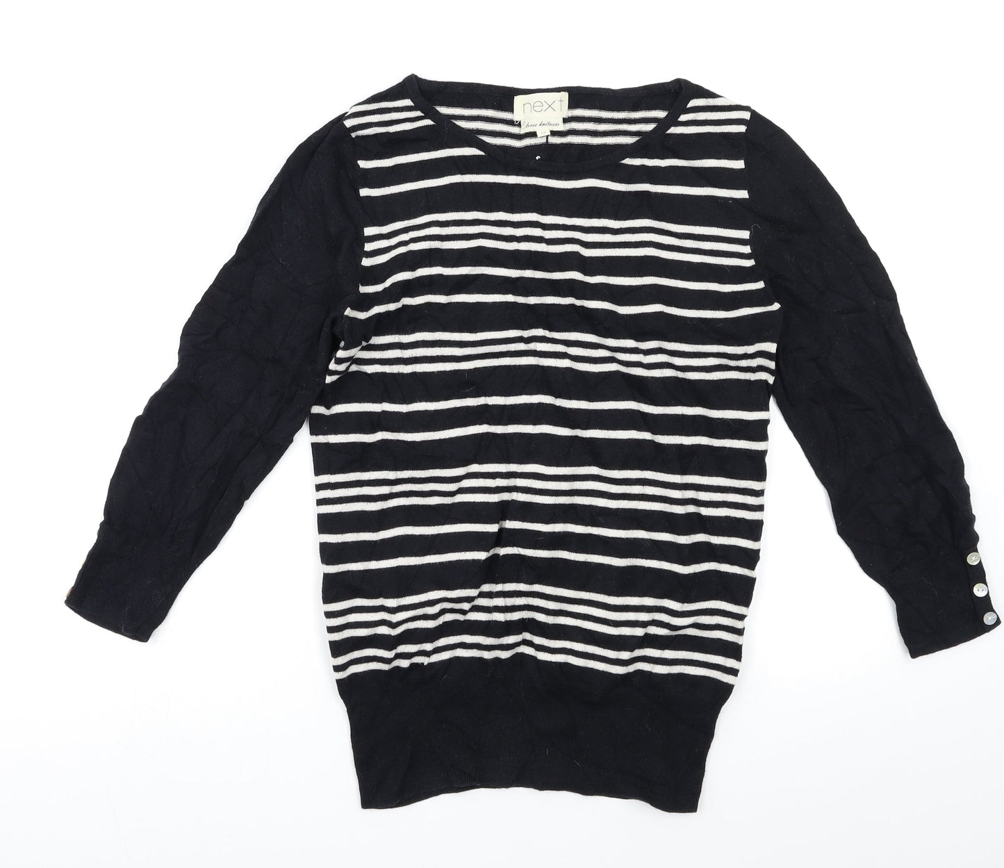 NEXT Womens Black Striped  Pullover Jumper Size 10