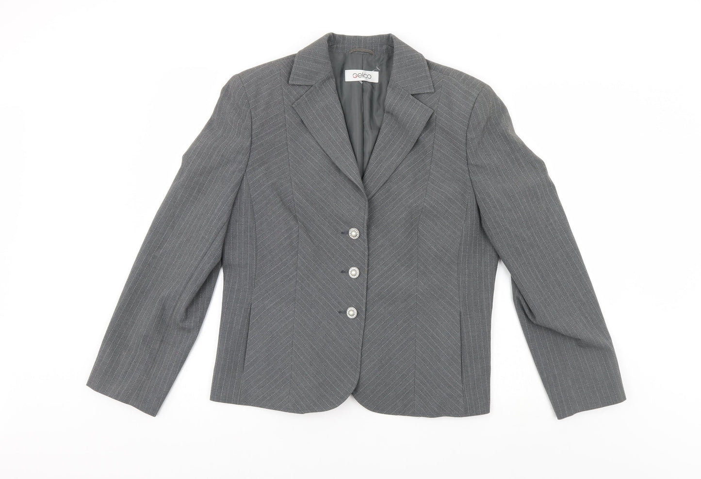 Gelco Womens Grey Striped  Jacket Suit Jacket Size 14