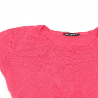 Close-up detail of Miss Selfridge women’s pink jumper, size UK 12