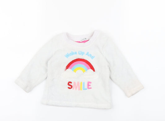 Crafted Baby White   Pullover T-Shirt Size 18-24 Months  - rainbow