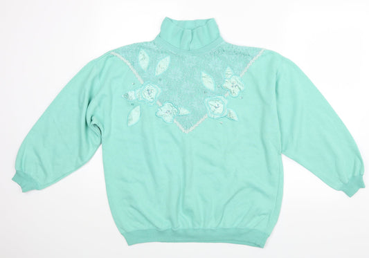 By Design Womens Green Floral  Pullover Jumper Size S