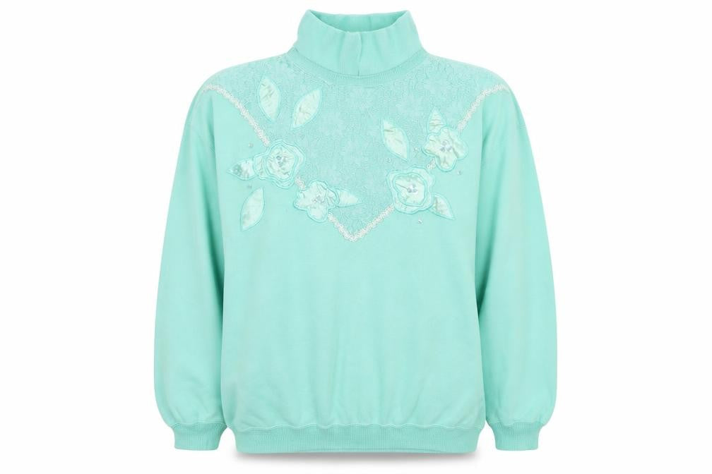 By Design Womens Green Floral  Pullover Jumper Size S
