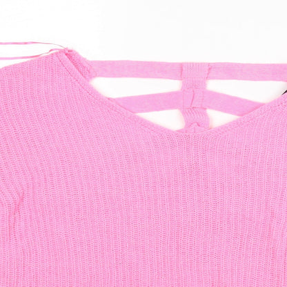 Close-up detail of Atmosphere women’s pink basic blouse, size XS