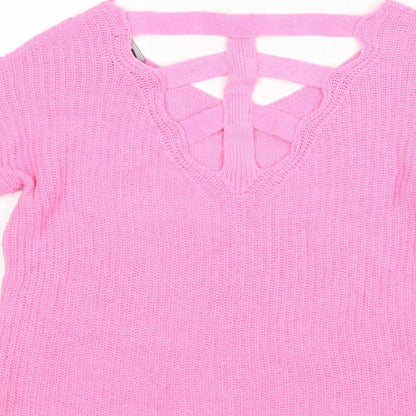 Brand and care label for Atmosphere women’s pink basic blouse, size XS