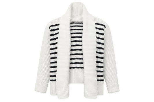 Monsoon Womens Beige Striped  Cardigan Jumper Size S