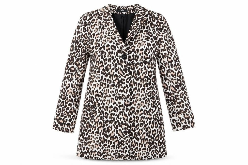 H&M Womens Beige Animal Print  Overcoat Jacket Size 4