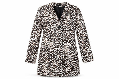 H&M Womens Beige Animal Print  Overcoat Jacket Size 4
