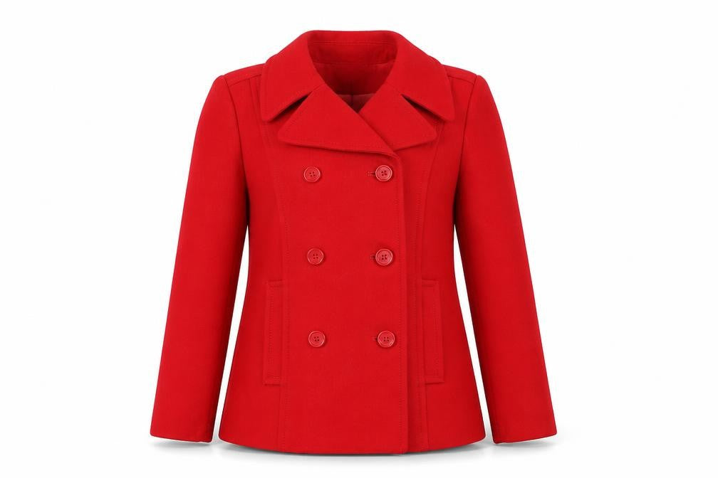 H&M Womens Red   Overcoat Jacket Size 6