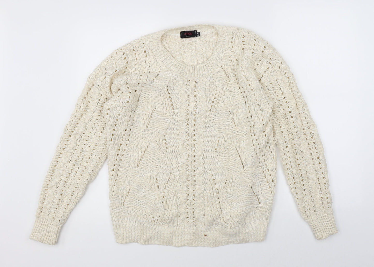 Missi Womens Beige  Knit Pullover Jumper Size M