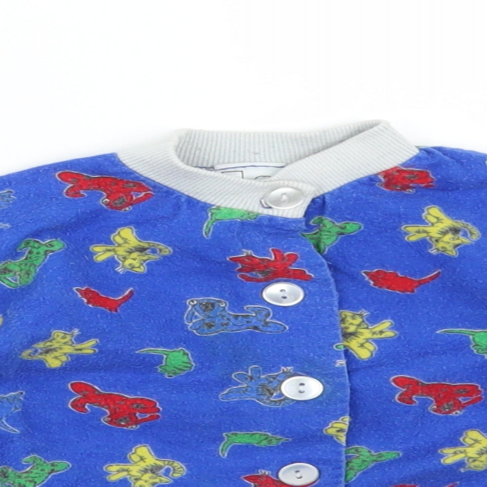 JBJ Baby Blue Polka Dot  Basic Button-Up Size 12 Months  - Animals
