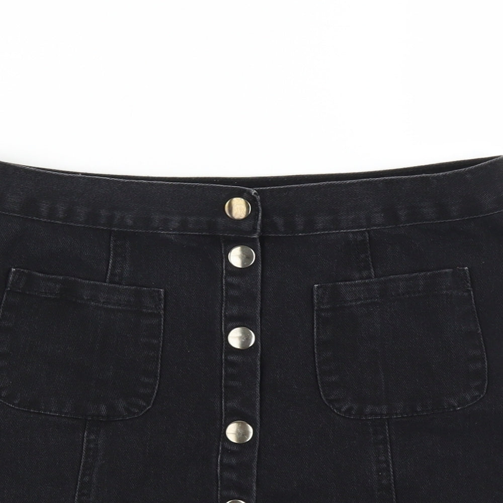 Cooperative Womens Black  Denim A-Line Skirt Size S