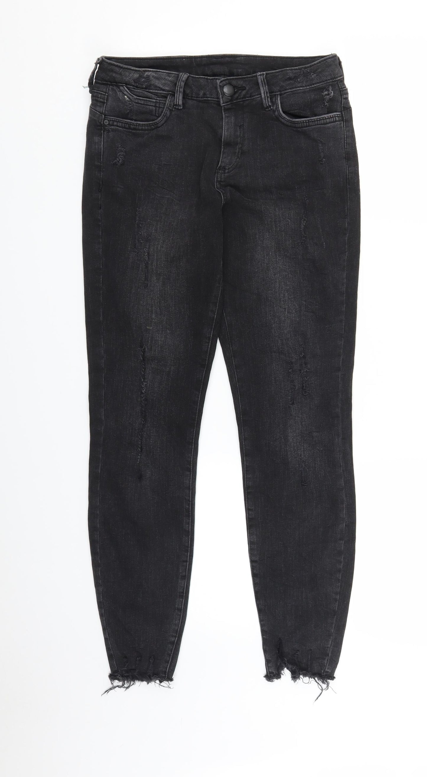 Preworn Womens Black  Denim Skinny Jeans Size 28 in L26 in