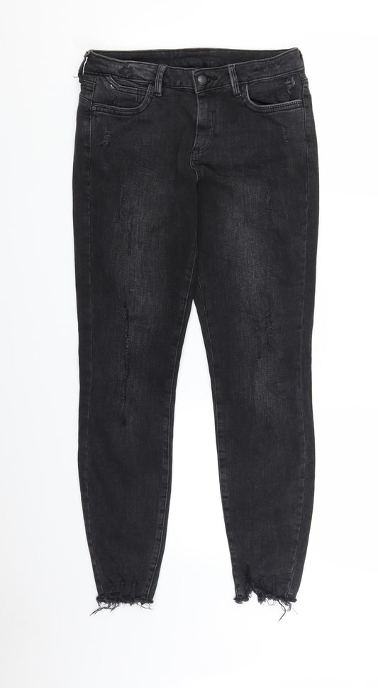 Preworn Womens Black  Denim Skinny Jeans Size 28 in L26 in
