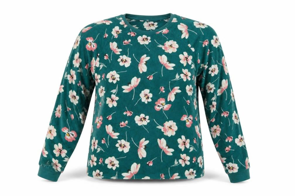 Love To Lounge Womens Green Floral  Pullover Jumper Size 6