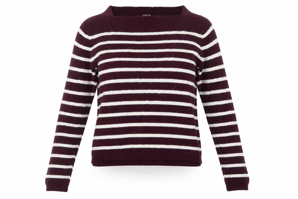 H&M Womens White Striped Knit Pullover Jumper Size S