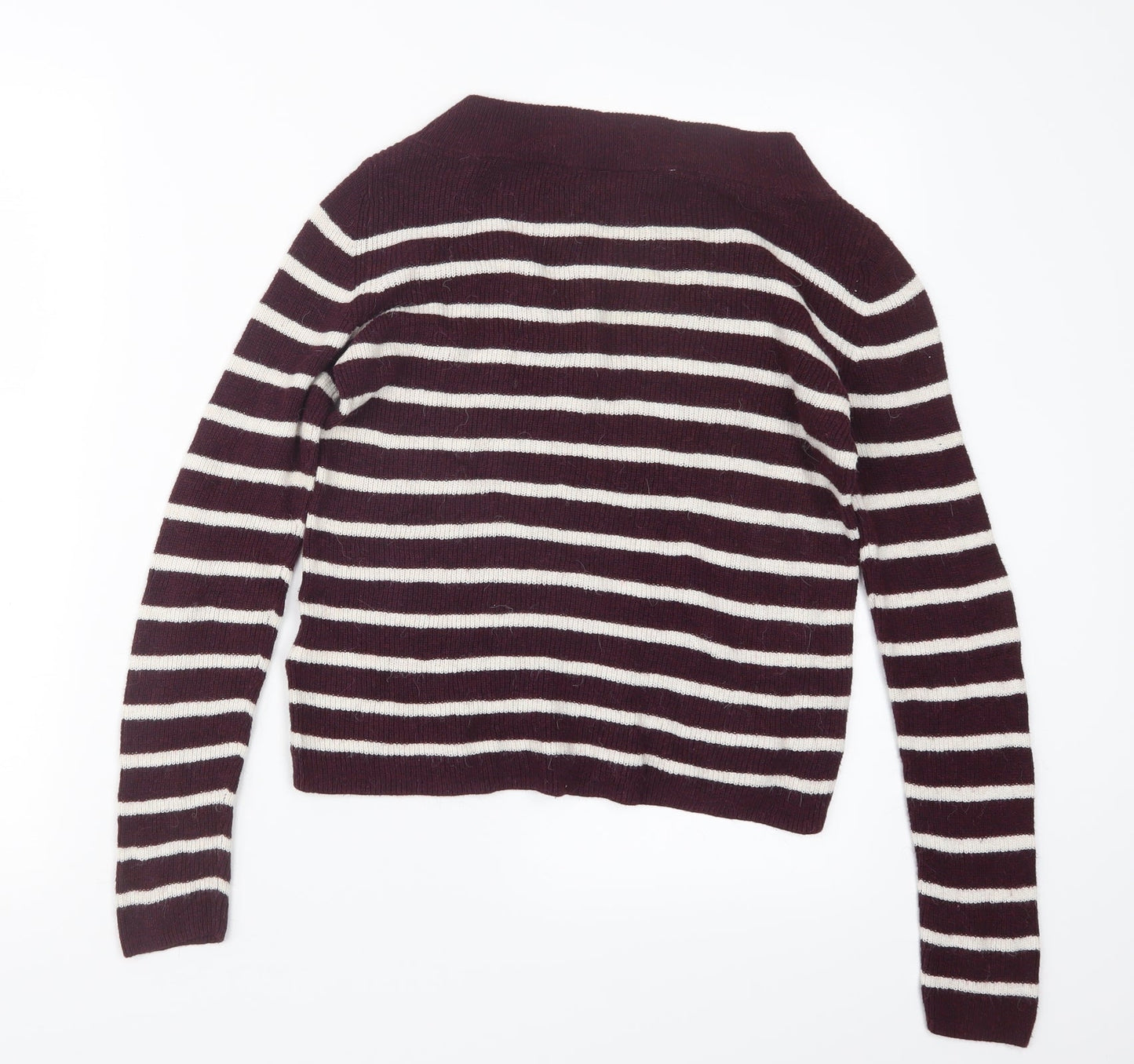 H&M Womens White Striped Knit Pullover Jumper Size S