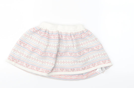 Preworn Girls Pink Geometric Knit A-Line Skirt Size 3-4 Years