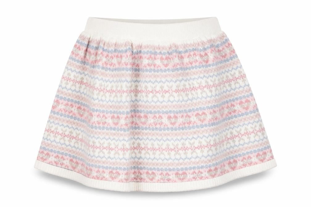 Preworn Girls Pink Geometric Knit A-Line Skirt Size 3-4 Years