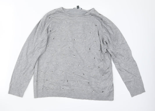 Bonmarché Womens Grey  Knit Pullover Jumper Size 16