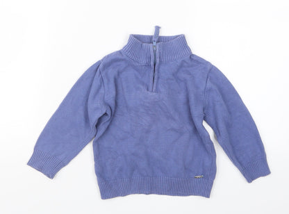 Preloved A&J Boys Blue  Knit Pullover Sweatshirt Size 3 Years - Front