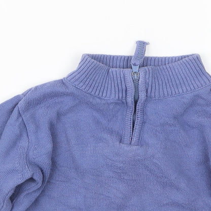 Preloved A&J Boys Blue  Knit Pullover Sweatshirt Size 3 Years - Detail