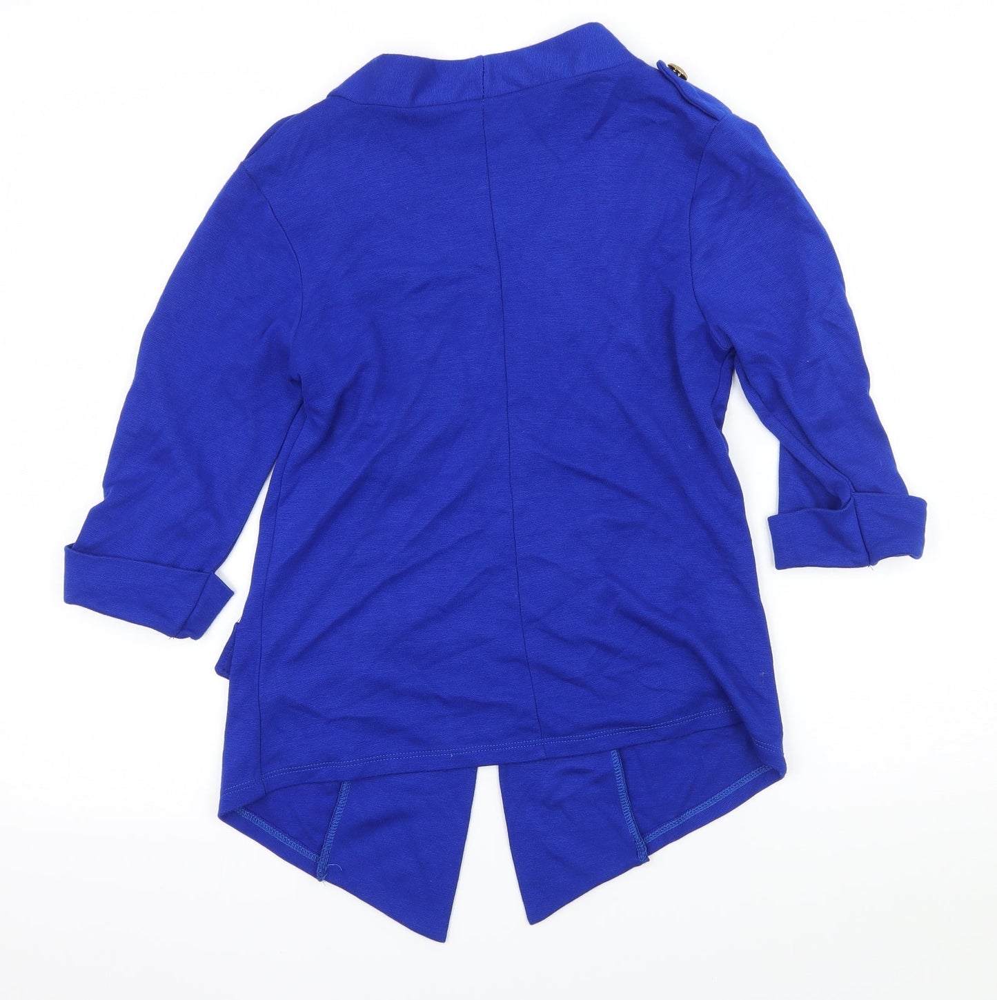 New Exper Womens Blue  Jersey Jacket Blazer Size S