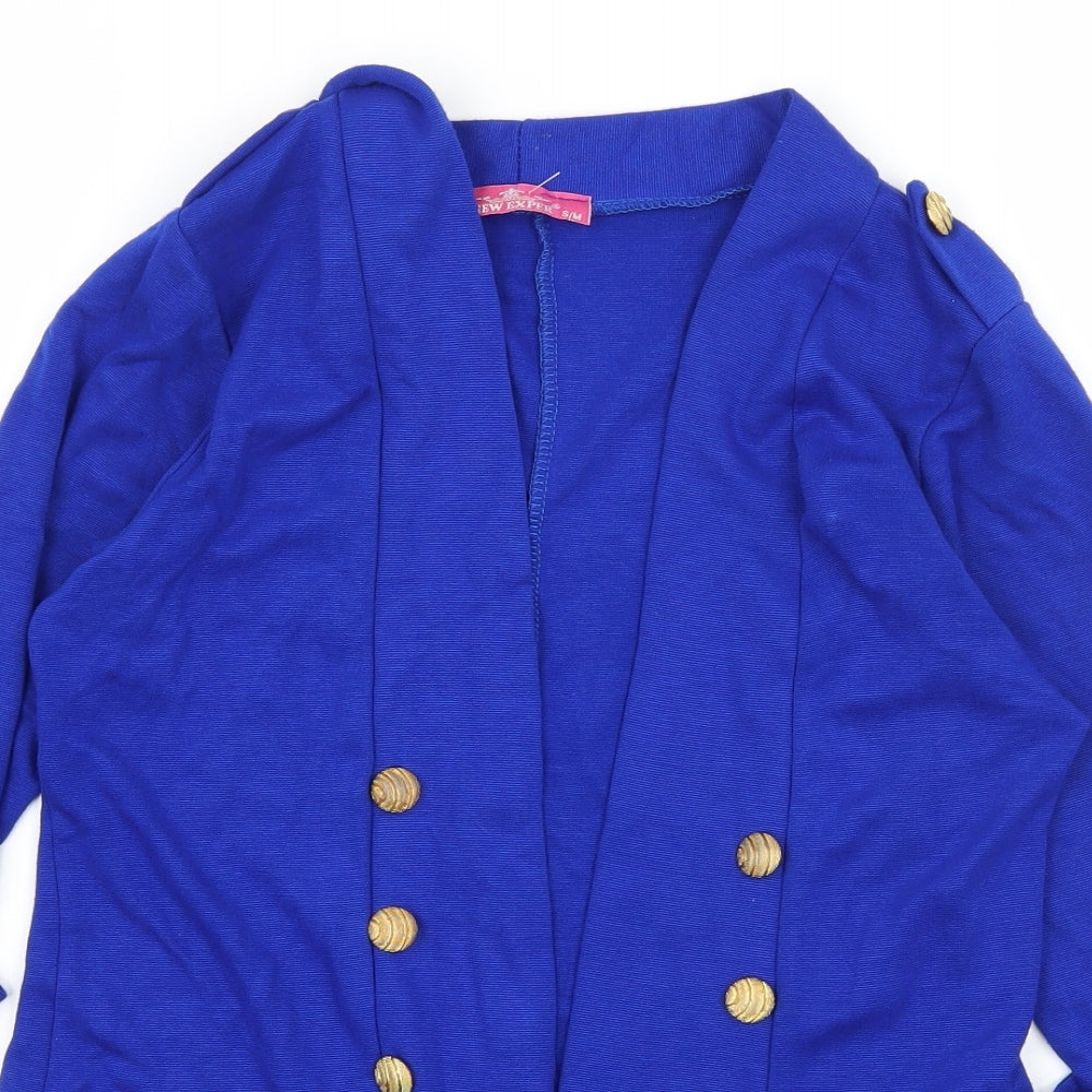 New Exper Womens Blue  Jersey Jacket Blazer Size S