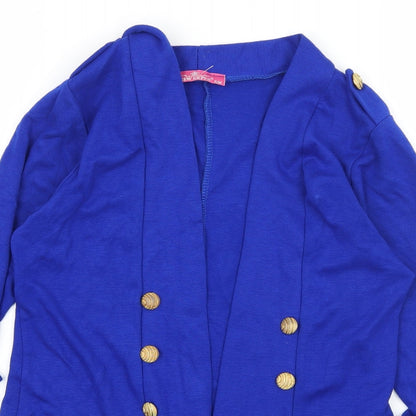 New Exper Womens Blue  Jersey Jacket Blazer Size S