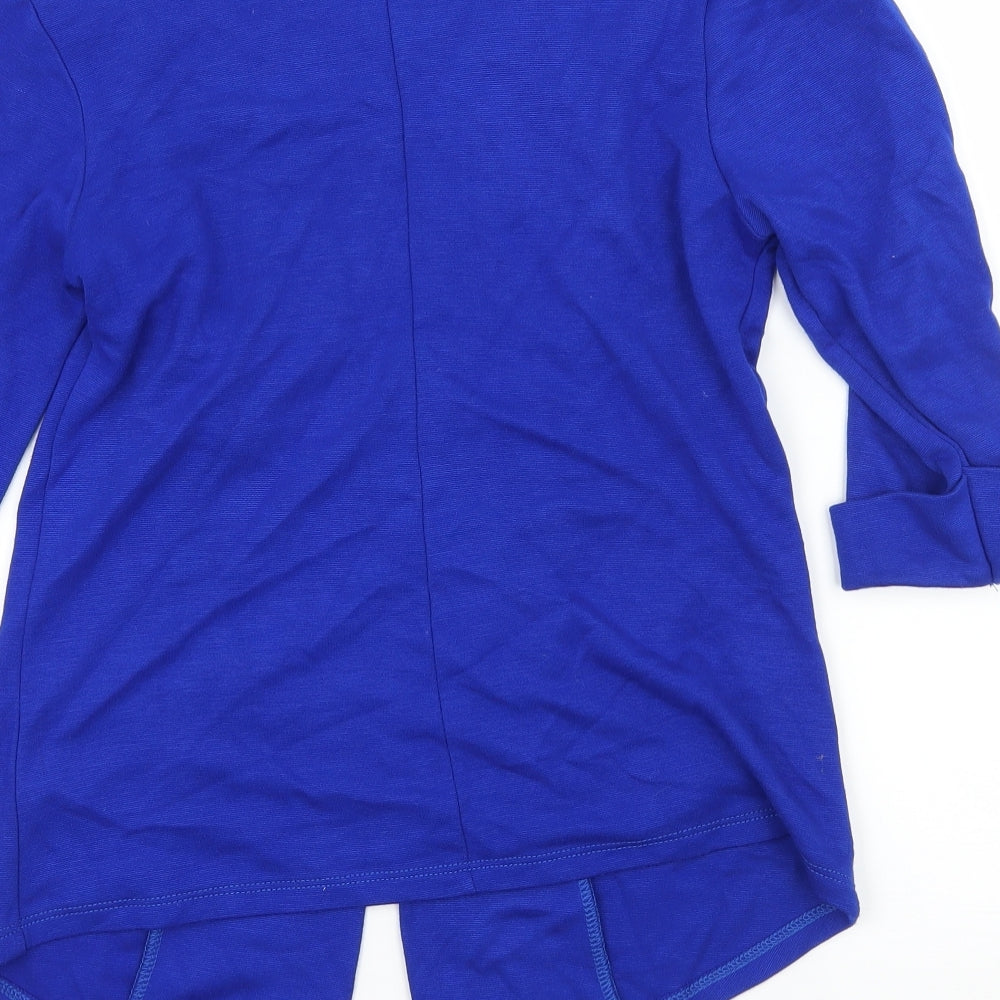 New Exper Womens Blue  Jersey Jacket Blazer Size S