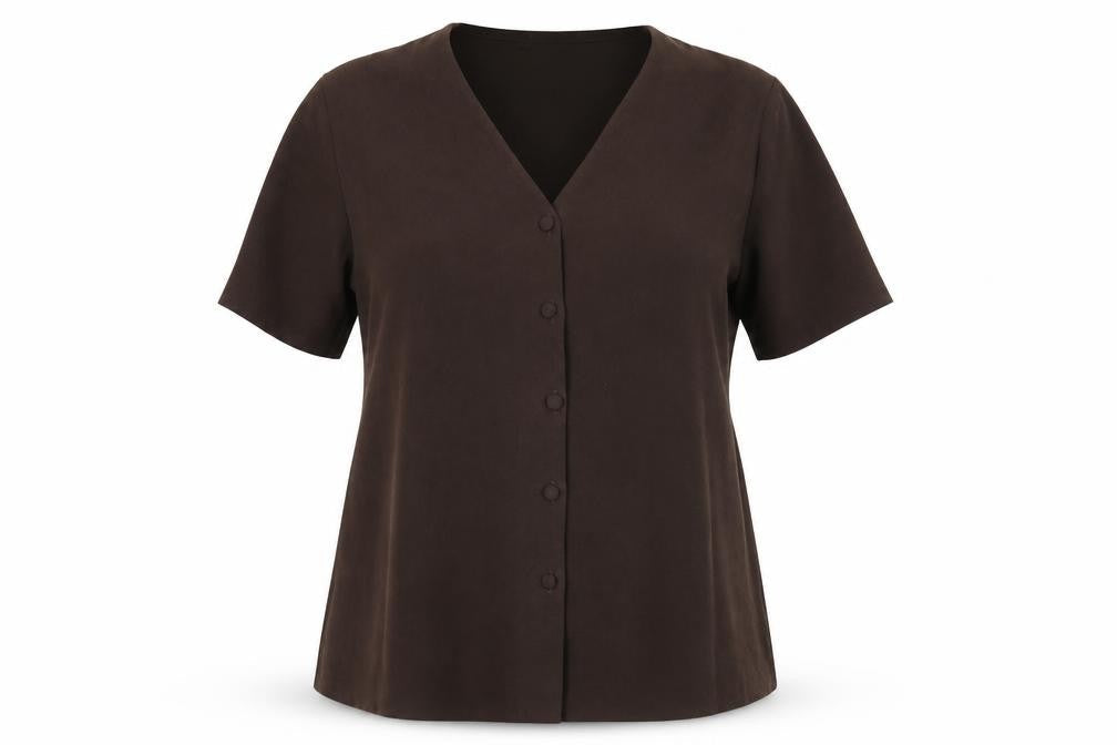 Xrose Womens Brown  Velour Basic Button-Up Size 18