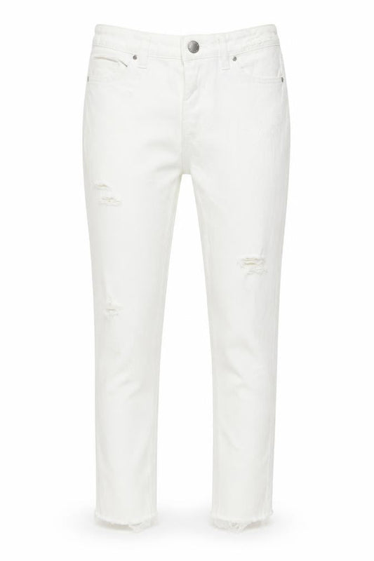 Front view of Denim & Co. women’s white denim skinny jeans, size UK 8, 28-inch leg