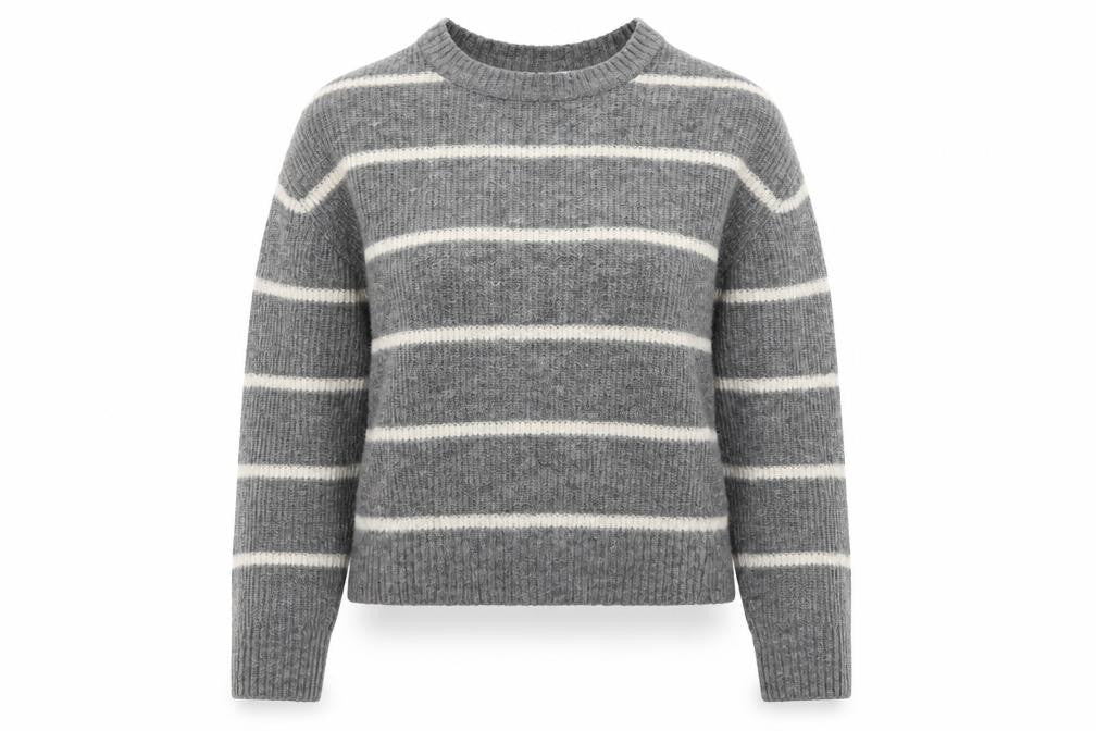 H&M Womens Grey Striped Knit Pullover Jumper Size 6