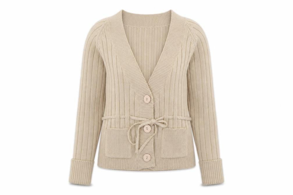 Lime Womens Beige  Knit Cardigan Jumper Size S