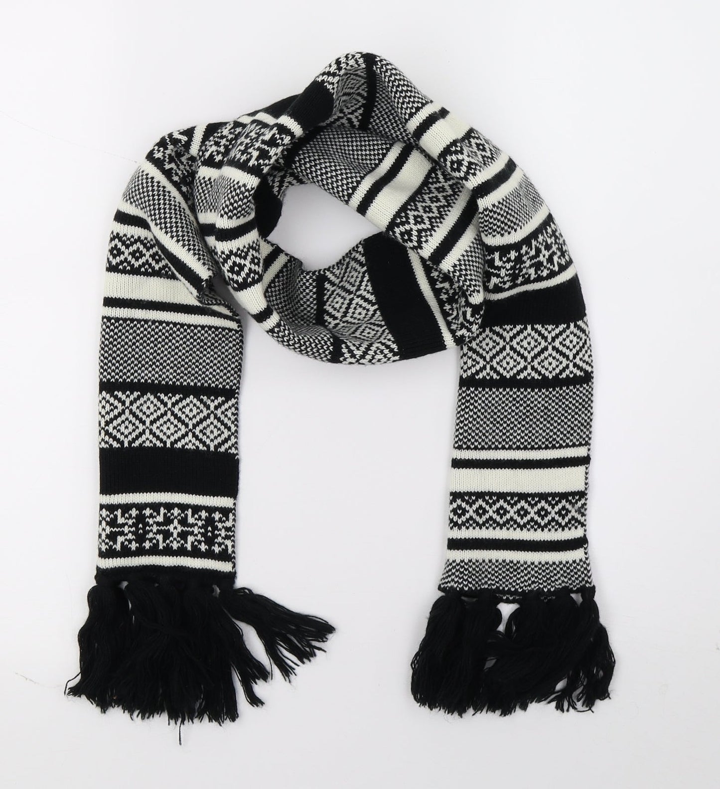 Preworn Womens Black Fair Isle   Scarf