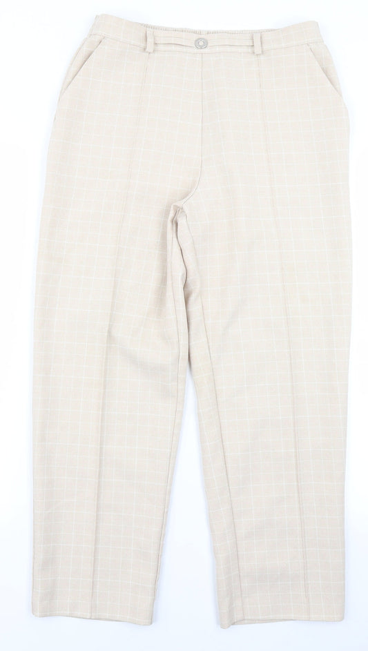 Marks & Spencer Womens Beige Plaid  Trousers  Size 12 L24 in