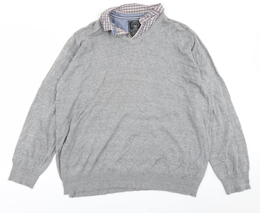 Easy Mens Grey  Knit Pullover Jumper Size XL