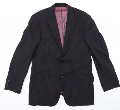 Remus Uomo Mens Black Striped  Jacket Blazer Size 38