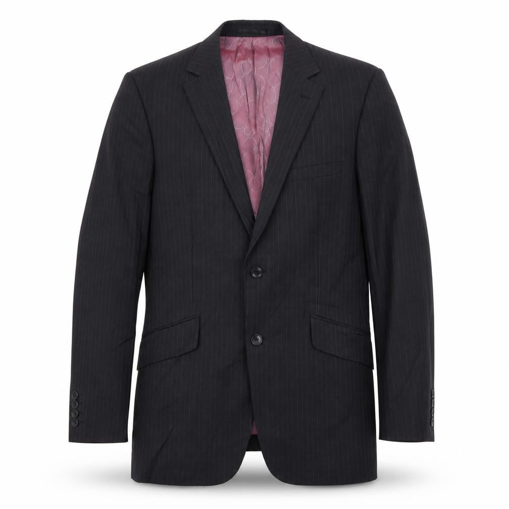 REMUS Mens Black Striped  Jacket Blazer Size 38