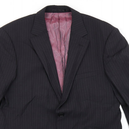 Remus Uomo Mens Black Striped  Jacket Blazer Size 38