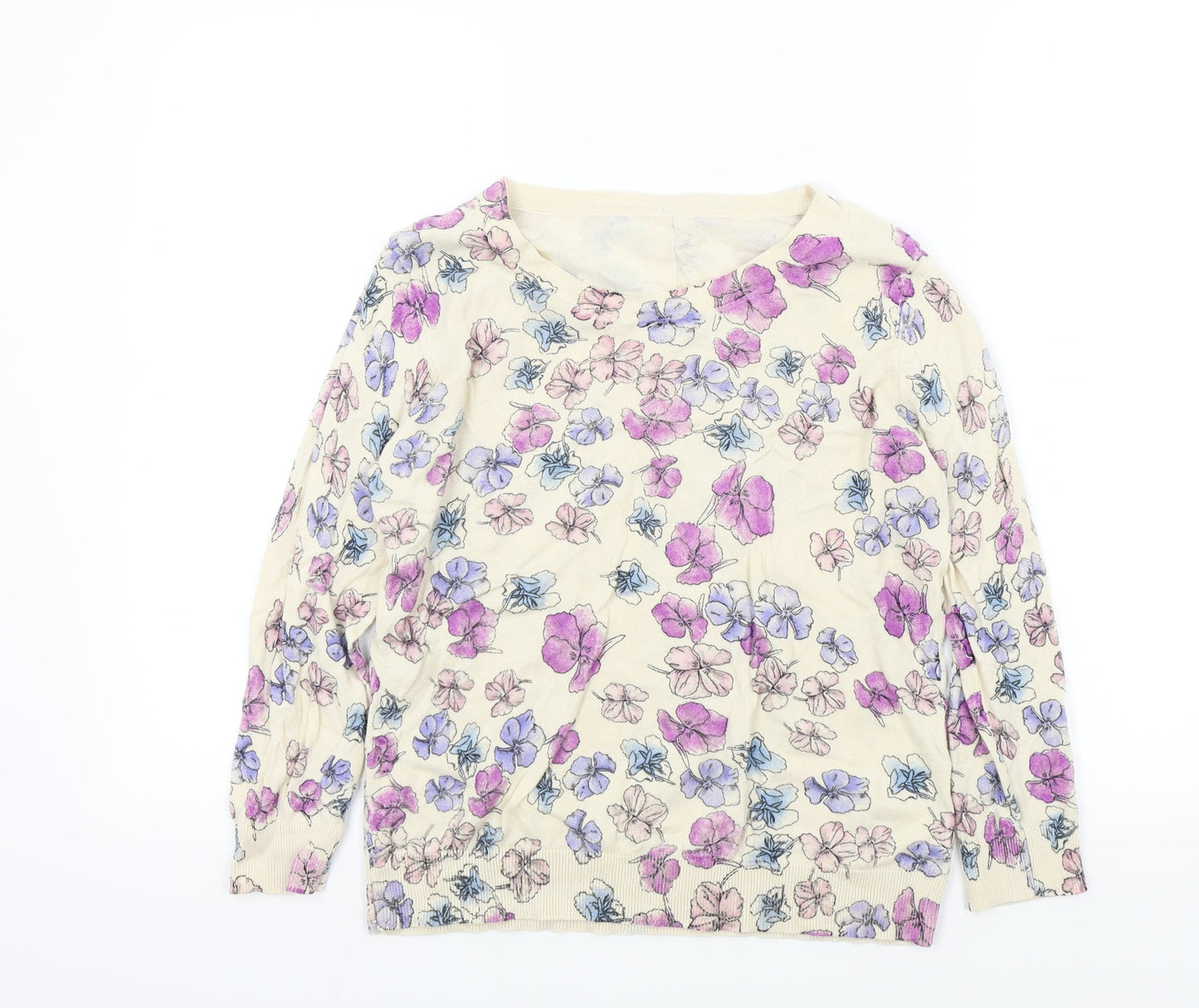wearhouse Womens Multicoloured Floral  Pullover Jumper Size 14  - button back