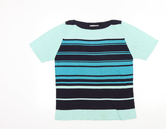Ann Harvey Womens Blue Striped  Pullover Jumper Size 16