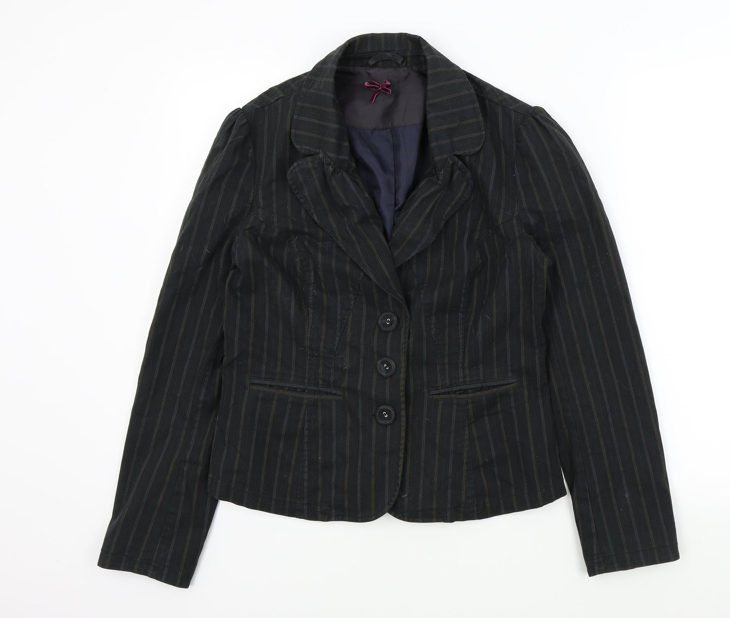 NEXT Womens Black Striped  Gilet Jacket Size 12