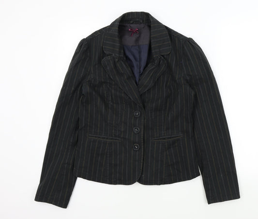 NEXT Womens Black Striped  Gilet Jacket Size 12