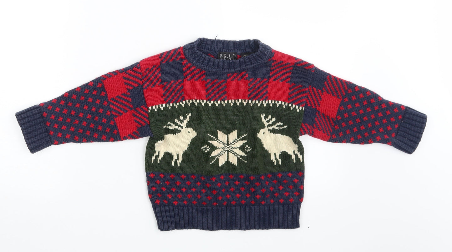 Real Clothes Boys Multicoloured Geometric  Pullover Jumper Size 0-3 Months