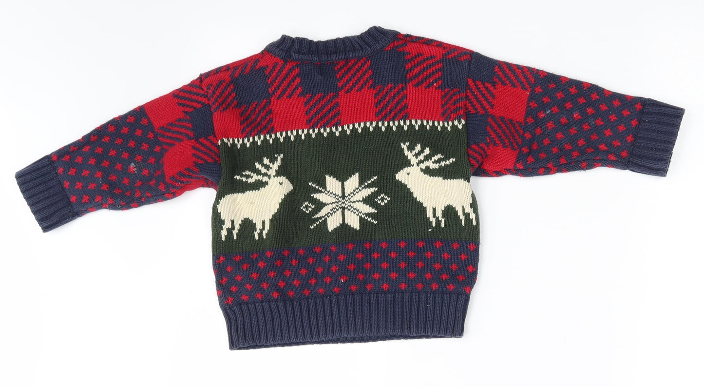 Real Clothes Boys Multicoloured Geometric  Pullover Jumper Size 0-3 Months
